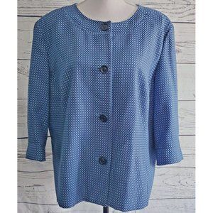 Covington Woman Jacket Blazer Blue 3/4 Sleeve Lined